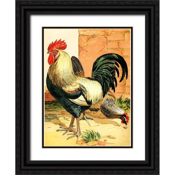 Piddix 25x32 Black Ornate Wood Framed with Double Matting Museum Art Print Titled - Rooster