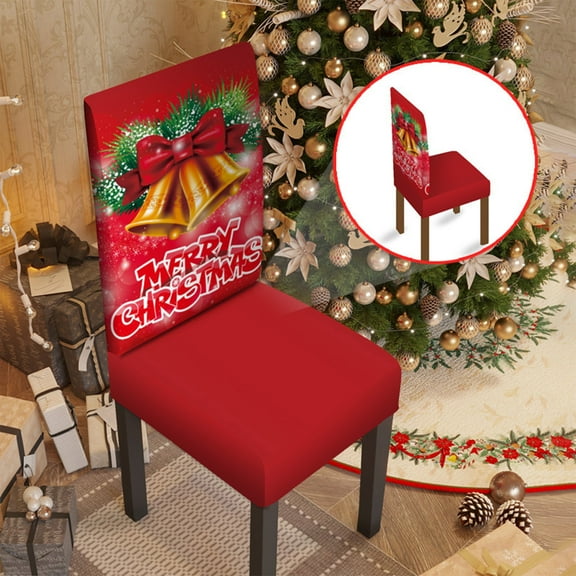 Pidgey Christmas Chair Covers Decor 19.6*19.6*23.6" Red Stretch Chair Slipcovers Snowman Pine Washable Chair Covers ​Fits Most Chairs Xmas Chair Covers Ornaments For Chair Kitchen Festival Party