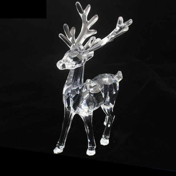 FastXmas Christmas Reindeer Deer Decoration 3.2*5.6 Inches Plastic Reindeer Ornament Statue 3D Semi-Transparent Deer Figurines Xmas Figurines Decor For Car Table Decor Gift for Fiends(Clear)