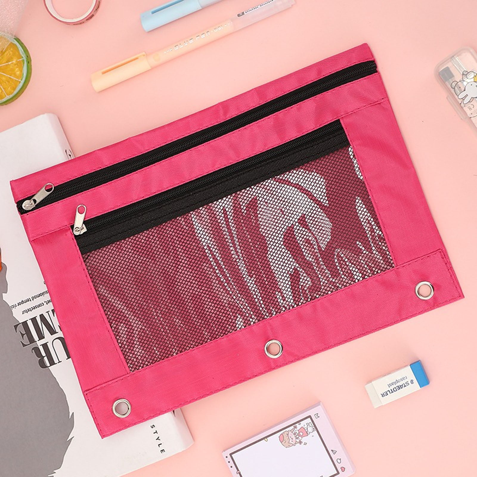 Gloween 120-Pack Zipper Pencil Pouches For 3-Ring Binders - Assorted Colors, 9.8 X 7.1 Inch, Durable Oxford Fabric