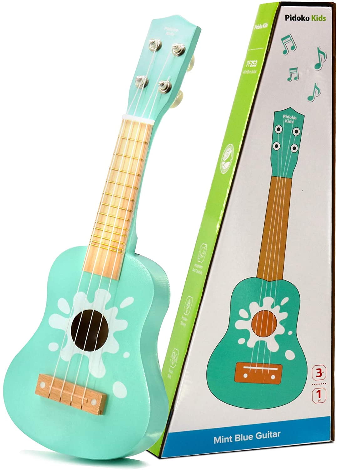 Pidoko Kids Musical Ukulele, Wooden, Mint Blue, 4 Strings, Educational Toy for Toddlers