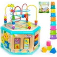 Pidoko Kids Wooden Activity AIF4 Cube with 2 Tops Center Birthday
