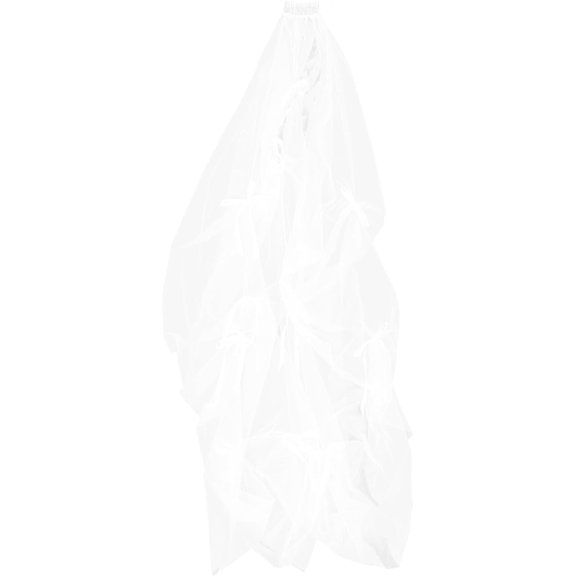 Pidzorl Wedding Veil Bow Single Layer Ivory Tulle Bridal with Comb for Women Church and Outdoor Ceremony Accessories