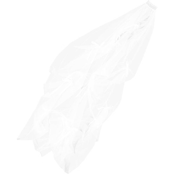 Pidzorl White Bridal Wedding Veil with Bow Single Layer Ivory Tulle Mesh Comb for Brides Church and Outdoor Ceremonies