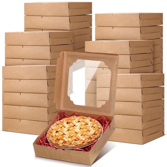 Food Container Display Store Pie Bakery Boxes with Clear Window, Square Clear Window Displays Treats ...