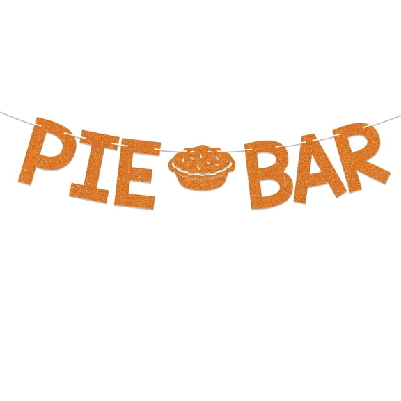Pie Bar Banner - Little Cutie Pie Baby Shower Decor, Fall Wedding Decor, Thanksgiving Dessert Table Decorations Orange Glitter