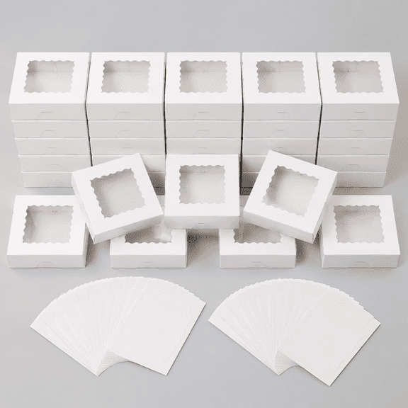 Pie Boxes with Window, 20 Pack | Auto-Popup, Bakery Boxes, Cookie Treat Boxes, For Chocolate Strawberries, Pastries, Muffins, Donuts