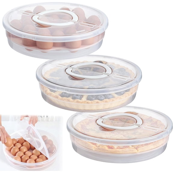 Pie Carrier With Lid and Handle, 12IN Stackable Pie Carriers for Transport with Double-Layer Divider, Airtight Pizza Saver for Leftover Pizza, Pie, Cake