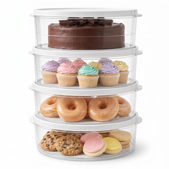 Pie Container 4-Pack Clear Plastic Food Storage Transport