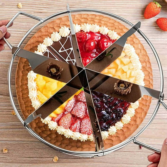 Pie Cutter & Pizza Slicer - Stainless Steel Cake Slicer with Side Handles, Circular Slicer for 6 Equal Portions, Multi-Functional Cutting Tool for Pies, Cookies, Baked Goods