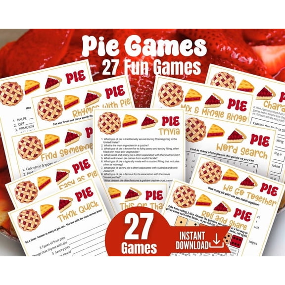 Pie Game Bundle, 27 Holiday Games for Christmas & Thanksgiving Parties