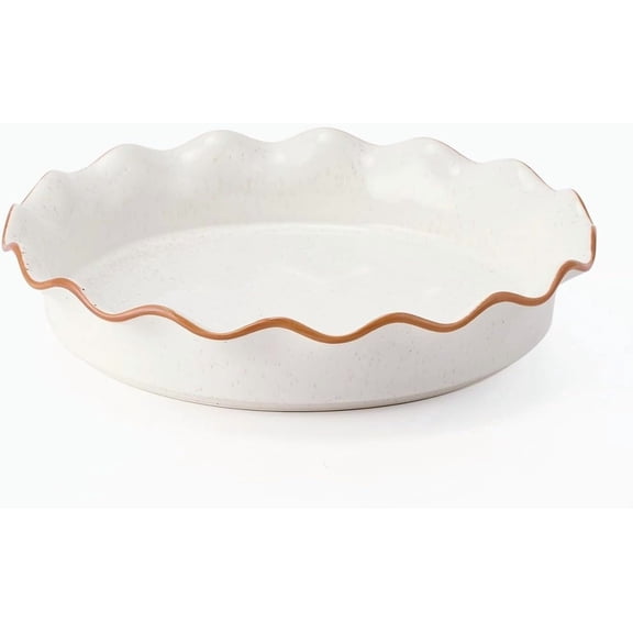 Pie Pan for Baking 10.5 inch,NonStick Reusable Ceramic Pie Plate with Ruffled Edge,Dishwasher and Oven Safe,Deep Dish Pie Pan for Apple Pie,Quiche,Pot Pies, Tart, etcWhite