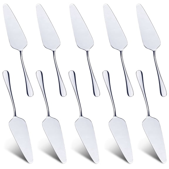 JINYINGHOD 10 Pcs Pie Server Set, Stainless Steel Pizza Spatula Server Cake Cutter, Triangular Spade Pie Cutter Serving Utensils, 8.9 Inch