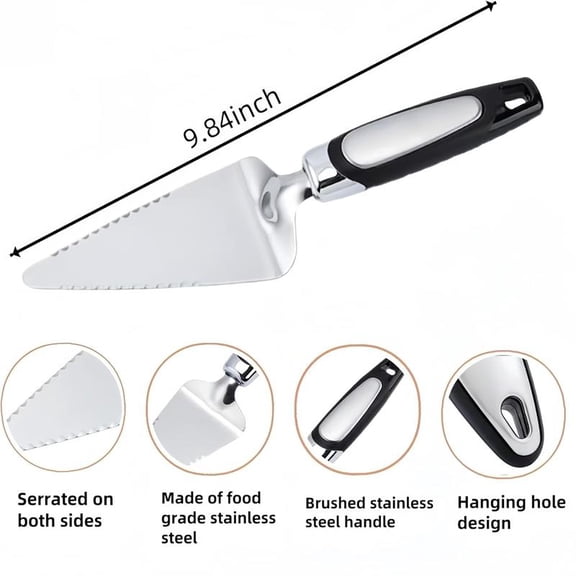 Pie Server Spatula,Stainless Steel Cake Cutter Slicer,Pizza Tart Dessert Cutter,Black