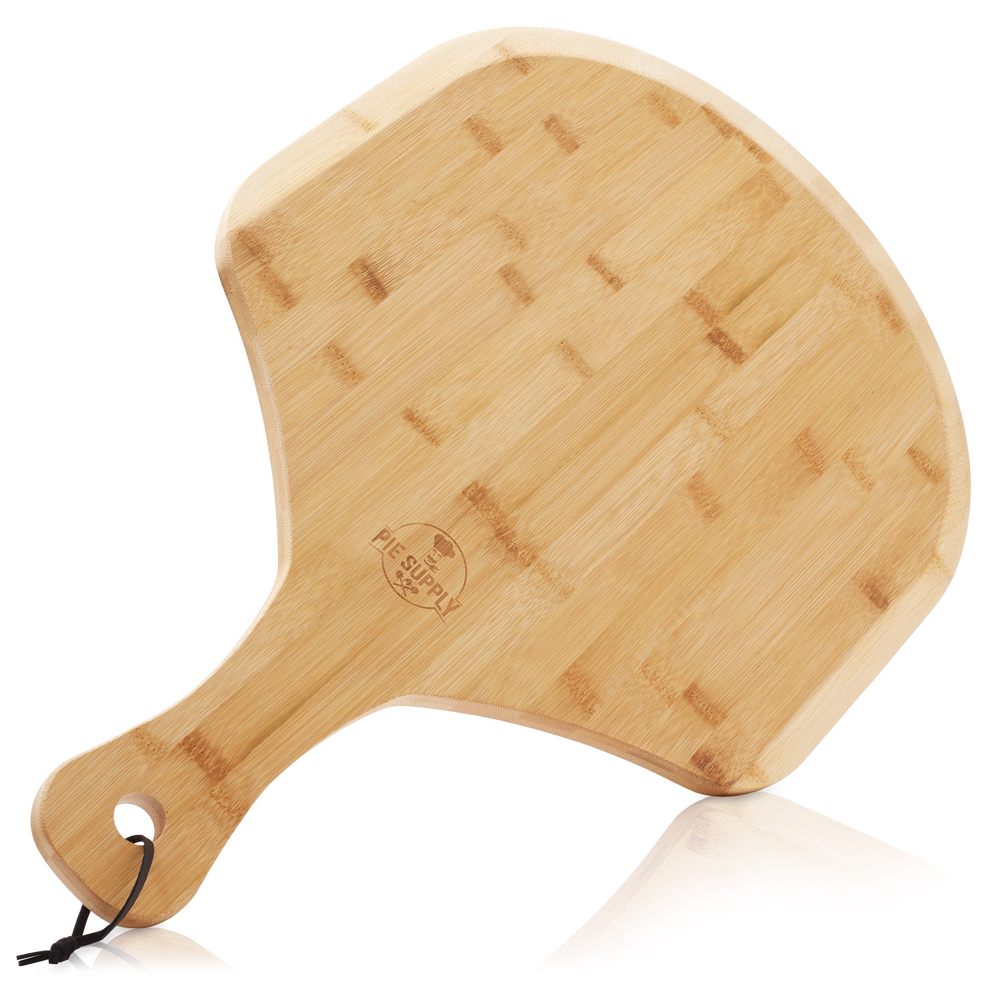 Pie Supply 15" Bamboo Pizza Peel, Wood Paddle Cutting Board with Handle