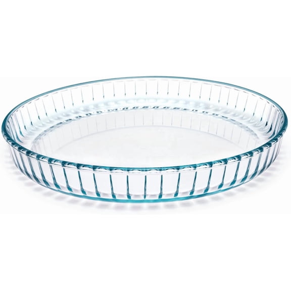 Pie pan 10.5 inches, oven glass pie pan for baking pie crust, pie pan with corrugated edges, transparent baking pan