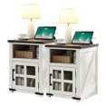 thumbnail image 1 of PieDle 24'' Squre End Table Set of 2,Modern Nightstand Sofa Table with Glass Door, Side Table for Living Room, Bedroom, White, 1 of 7