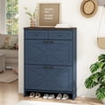 thumbnail image 1 of PieDle Shoe Storage Cabinet with 2 Flip-Down & 2 Standard Drawers, Freestanding Narrow Organizer with Adjustable Shelves, for Entryway, Hallway, Closet, Farmhouse Design, 1 of 10