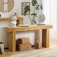 thumbnail image 1 of PieDle Solid Wood Farmhouse Console Table, 63" Long, Rustic Narrow Entryway Table with Lower Shelf for Hallway, Living Room & Behind Couch, 1 of 6