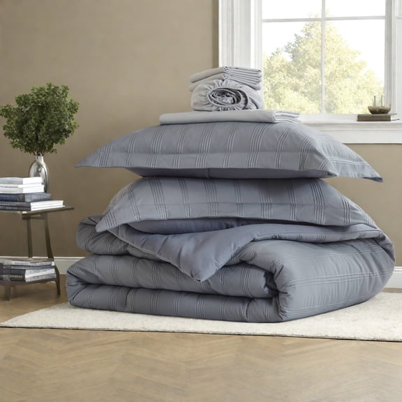 Piece Bedding Set Soft Polyester Woven Striped Modern Design for Dorms Apartments