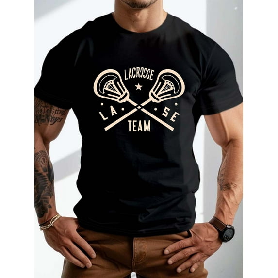 Piece Men'S Hockey Team Pattern T-Shirt, Round Neck Short Sleeve Casual Shirt, All-Season Regular Fit Printed Sports Shirt-220g 100% cotton single-sided printed round neck short-sleeved T-shirt