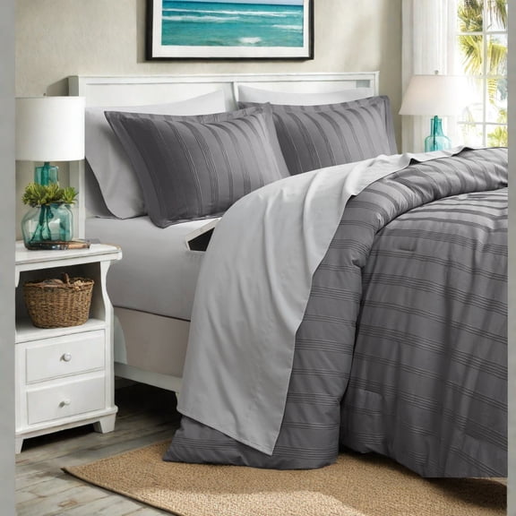 Piece Queen Bedding Set Soft Polyester Striped Design Modern Neutral Style for Cozy Bedrooms