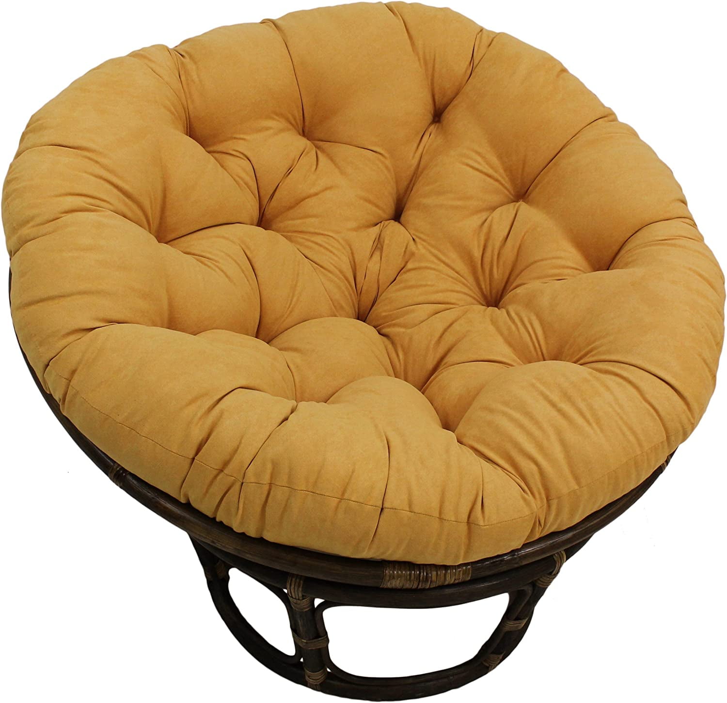 Lemon Microfiber Papasan Chair with Rattan Frame