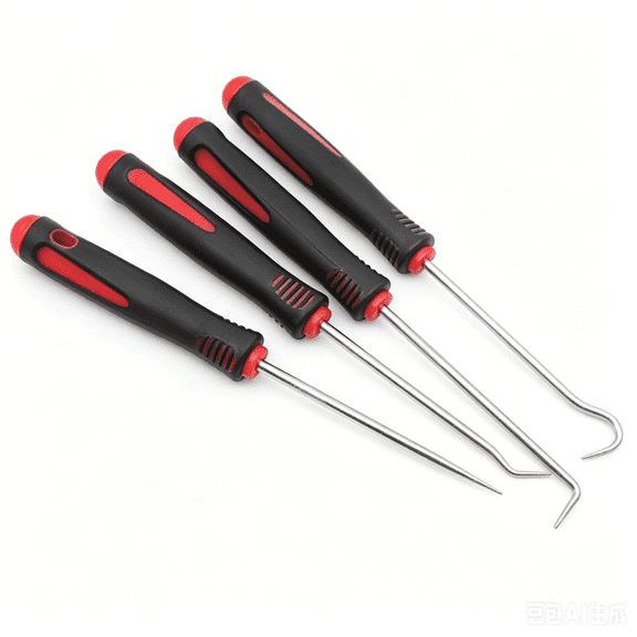 4-Piece Hook and Pick Set, Precision Automotive Pick Tool with Comfort Grip & Anti-Slip Shaft for Oil Seal, Gasket Removal, and Electronic Repair