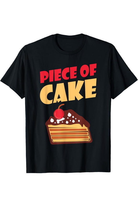 Piece of Cake Snack Baking Cake T-ShirtMen and women, Black T-shirt, size: Extra large