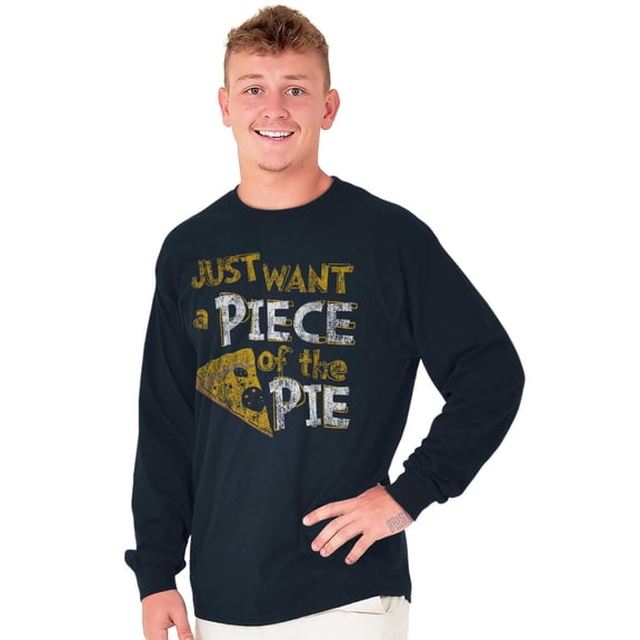 Piece of Pie Pizza Slice Geek Nerd Plus Size Long Sleeve Graphic Tee Shirt Brisco Brands 2X