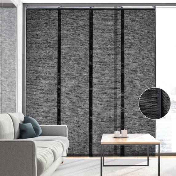 Piecenat Panel Track Blinds 23 in Cordless Paper for Sliding Door Vertical Window Blinds, Charcoal Black, 85.5 in x 96 in