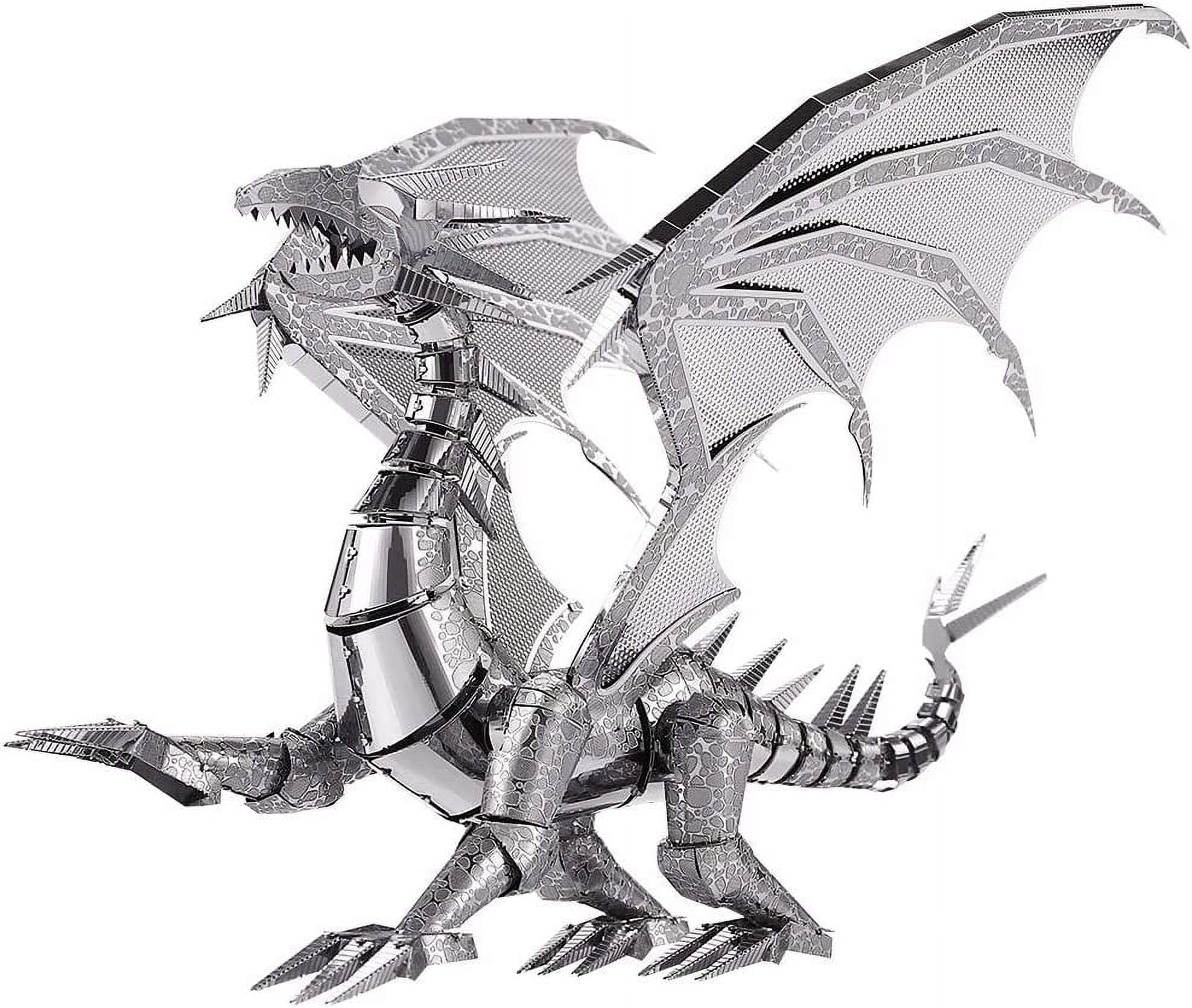 Piececool 3D Metal Puzzle Model Kits- Dragon Flame Metal Building Kit for Adults, Brain Teaser DIY 3D Dragon Puzzles Model Kits STEM Toys for Teens Men Family, 115 Pcs