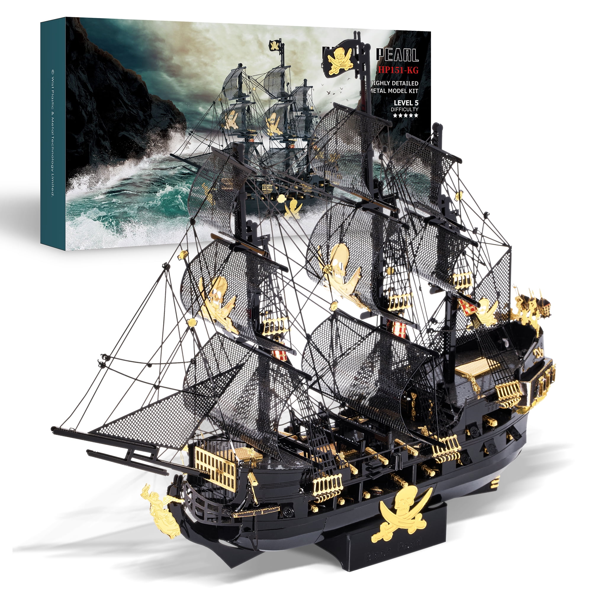 Piececool 3D Metal Puzzles Pirate Ship Watercraft Model DIY Craft Kits to Build for Adults 307 Pcs