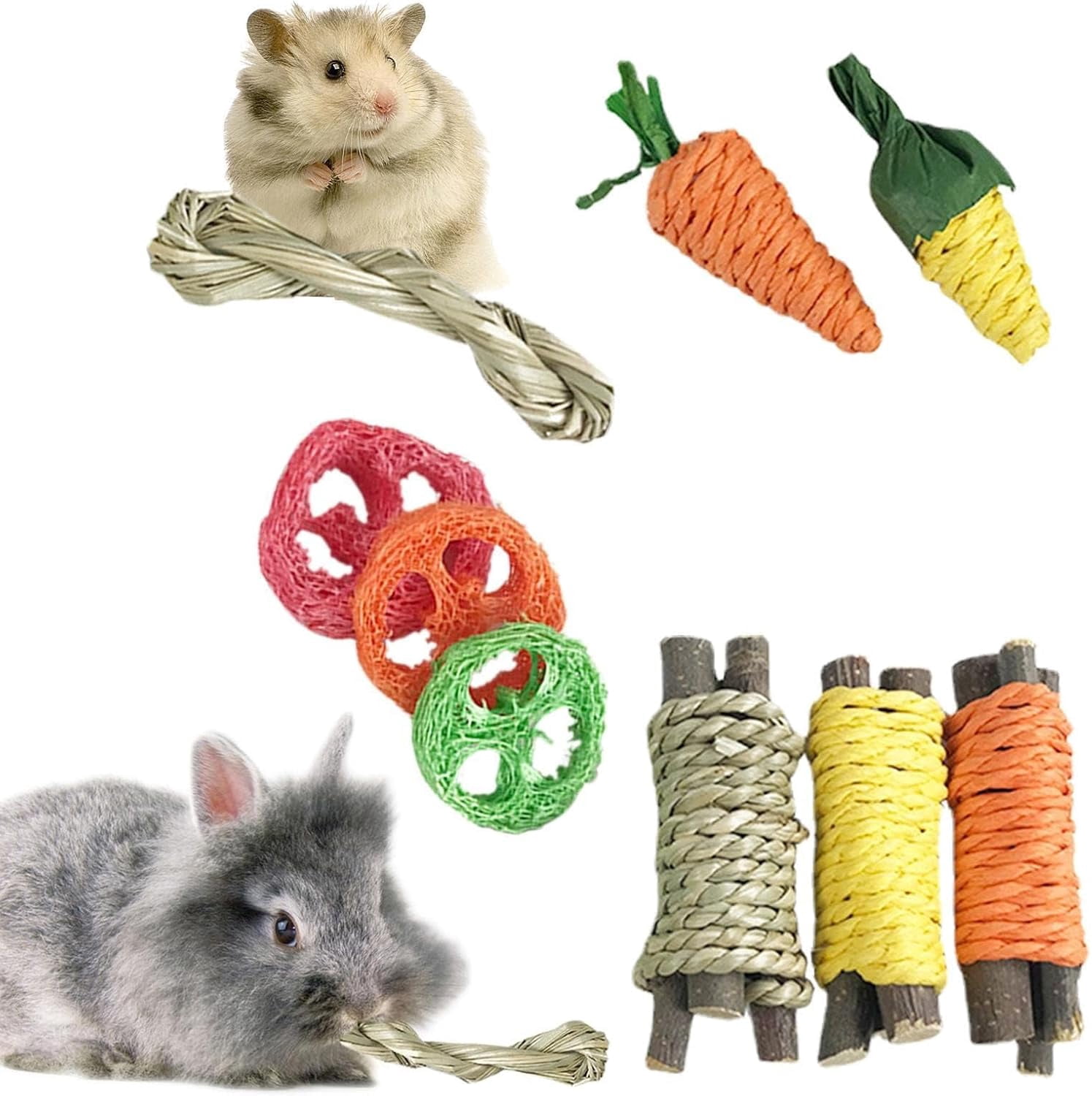 Pieces Chew Toys, Natural and Safe Chew Accessories, Suitable for Rabbits and Chinchillas