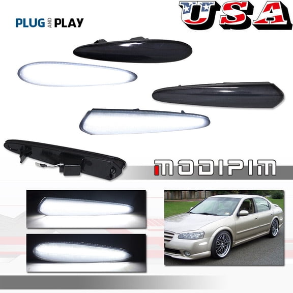 White LED front and rear bumper side marker indicator lights suitable for Nissan Maxima from 00-03-