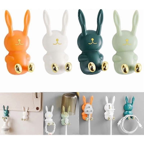 Pieces Cute Animal Wall Hooks Self-Adhesive Creative Hook Rabbit Hook for Kids Wall Decoration No Drilling