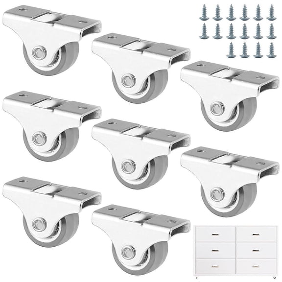 Pieces Fixed Furniture Caster Wheels, Small 25mm Furniture Rubber Casters with Screws, Mini Casters for Furniture, Household Appliances and Equipment