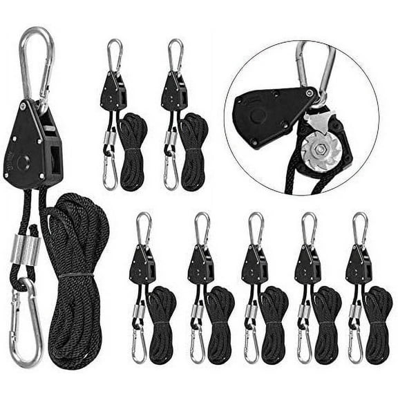 Pieces Rope Ratchet Strap, 1/8 Inch Rope Ratchet Heavy Duty Adjustable for Plant Lamp 150 LB Capacity per Pair