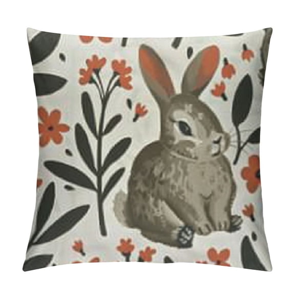 Pieces Soft Pillowcases King Rabbits and Flowers Decorative Bed Pillow Sham Rectangle Cushion Cover for Sofa Couch Zipper Closure
