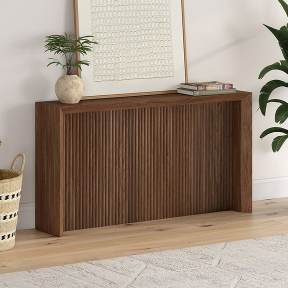 Piedmont 56" Wide Rectangular Fluted Console Table in Satin Walnut
