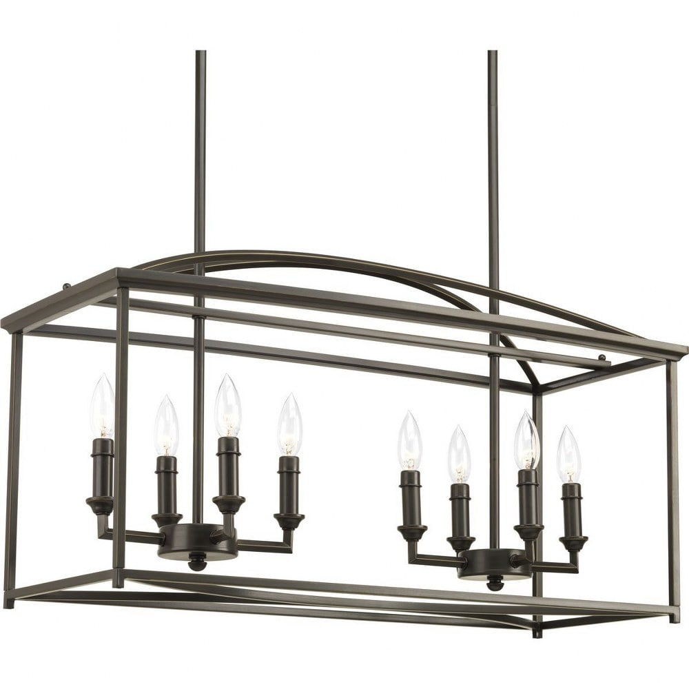 Antique Bronze 8-Light Candle Chandelier with Steel Frame
