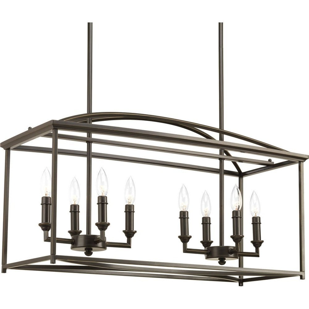 Antique Bronze 8-Light Candle Chandelier with Steel Frame