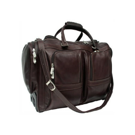 Piel Leather Duffel with Pockets on Wheels