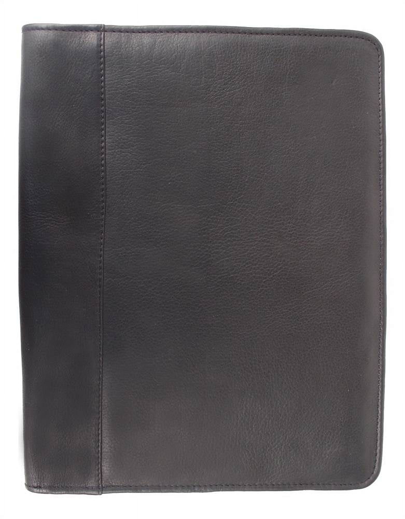 Sleek Black Leather Executive Zippered Padfolio
