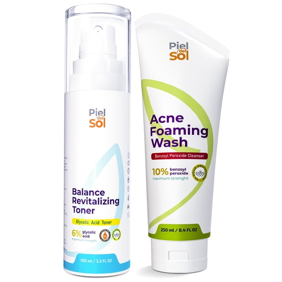 Piel del Sol Daily Care Set Foaming Wash Cleanser and Alcohol-Free Facial Toner 27.72 Fl Oz (Pack of 2)