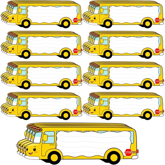 Piemow 36Pcs Magnetic Name Tags - Reusable Dry Erase Magnetic Labels, School Bus Design Name Tags for Classroom Desks Lockers Office Supplies
