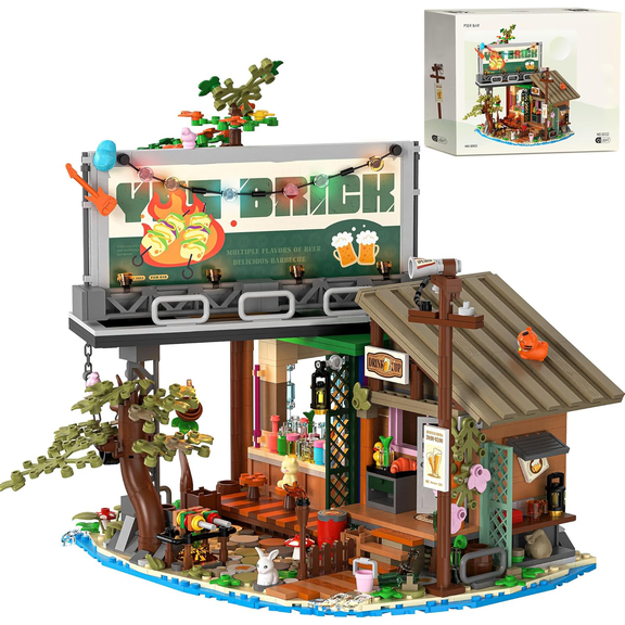 Pier Bar Shop House Building Set with Light Not Compatible with Lego House Street View Architecture for Adults 1108 Pcs