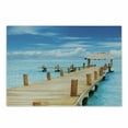 thumbnail image 1 of Pier Cutting Board, Tropical Seascpae with Wooden Jetty and Fascinating Ocean Sky Photo, Decorative Tempered Glass Cutting and Serving Board, in 3 Sizes, by Ambesonne, 1 of 2