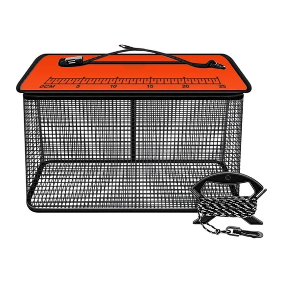 Pier Fishing Keep Net Fish Basket with Floating Frame, Quick-drying Fish Protector for Dock Casting and Coastal Use