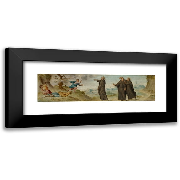 Pier Francesco Foschi 24x9 Black Modern Framed Museum Art Print Titled - St. Philip Benizzi and the Gamblers (1540)